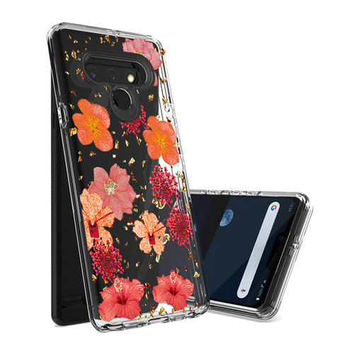 Pressed dried flower Design Phone case for LG Stylo 6 in Red