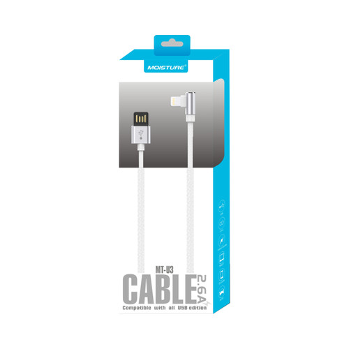 Moisture 2.6A Premium Full Steel  Data Cable In Silver
