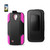 Reiko Samsung Galaxy S4 3-in-1 Hybrid Heavy Duty Holster Combo Case In Hot Pink Black
