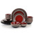 Gibson Elite Caf&eacute; Versailles 16 Piece Double Bowl Dinnerware Set - Red