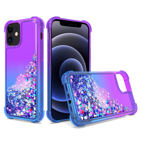 Apple Iphone 12 Mini Shiny Flowing Glitter Liquid Bumper Case In Purple