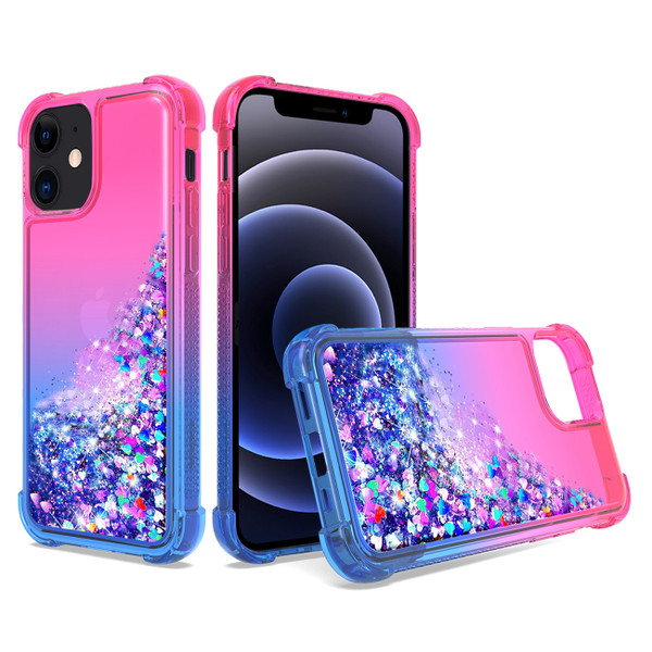 Apple Iphone 12 Mini Shiny Flowing Glitter Liquid Bumper Case In Pink