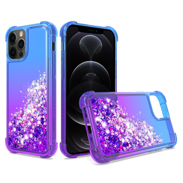 Apple Iphone 12 Pro Max Shiny Flowing Glitter Liquid Bumper Case In Blue