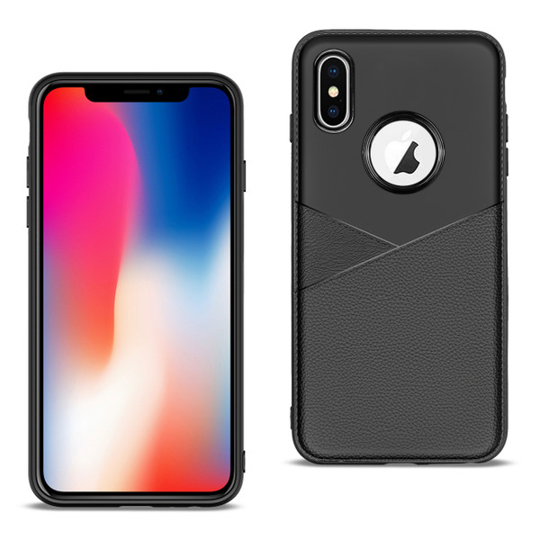 Apple Iphone X/xs Tpu Leather Feel Case Leather Fit Flexible Slim Premium Case In Black