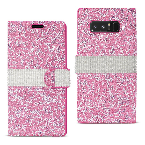 Reiko Samsung Galaxy Note 8 Diamond Rhinestone Wallet Case In Pink