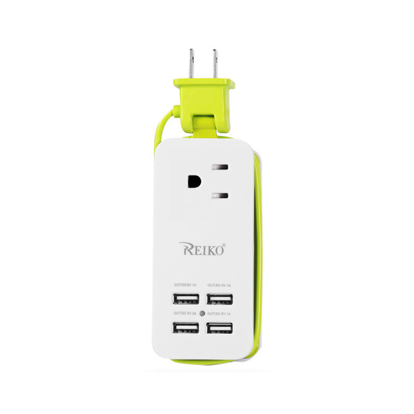 Reiko 4.1 Amp 4 Usb Home Wall Charging Station In Green