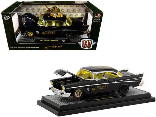 1957 Chevrolet 210 Hardtop \Weiand" Black Limited Edition to 5880 pieces Worldwide 1/24 Diecast Model Car by M2 Machines"""