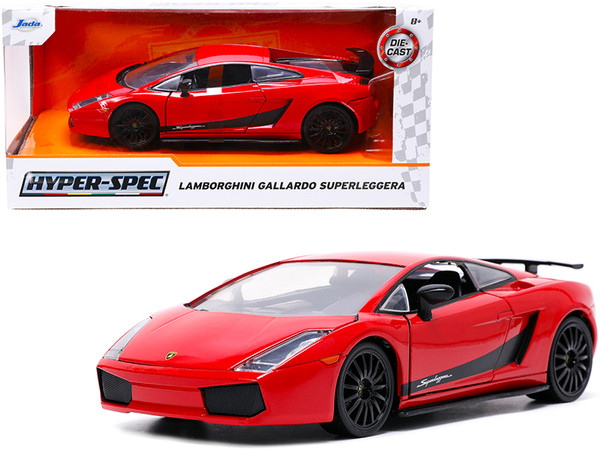 Lamborghini Gallardo Superleggera Red with Black Stripes \Hyper-Spec" Series 1/24 Diecast Model Car by Jada"""
