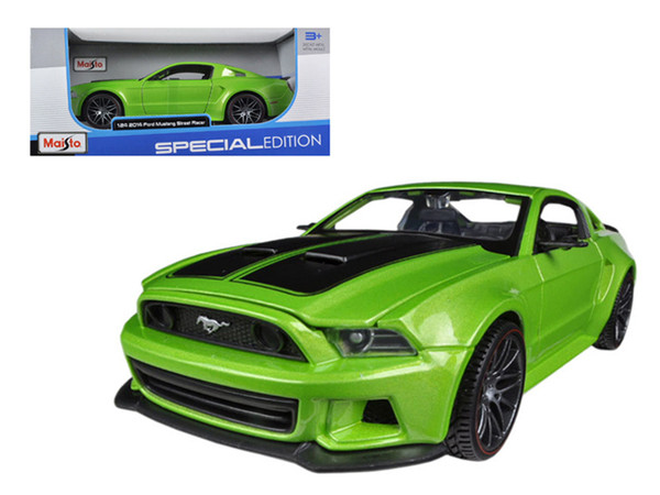 2014 Ford Mustang Street Racer Green Metallic 1/24 Diecast Model Car by Maisto
