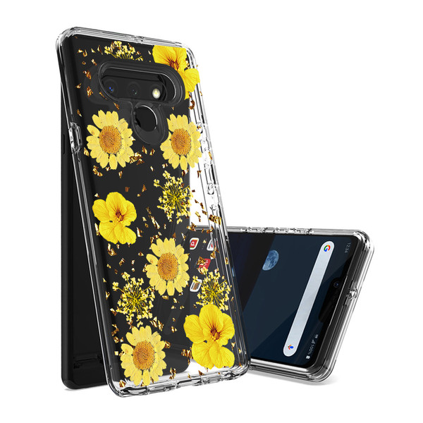 Pressed dried flower Design Phone case for LG Stylo 6 in Yellow