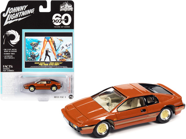 1980 Lotus Turbo Esprit S3 Orange Metallic with Stripes James Bond 007 "For Your Eyes Only" (1981) Movie "Pop Culture" 2022 Release 1 1/64 Diecast Model Car by Johnny Lightning
