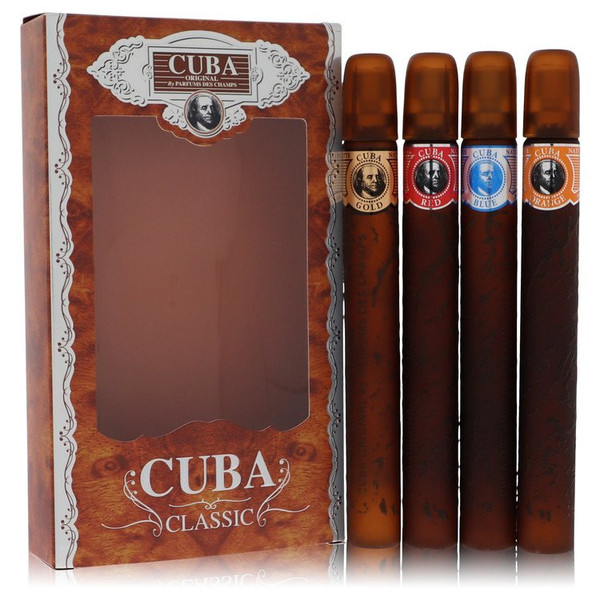 Cuba Gold Cologne By Fragluxe Gift Set Cuba Variety Set Includes All Four 1.15 Oz Sprays, Cuba Red, Cuba Blue, Cuba Gold And Cuba Orange