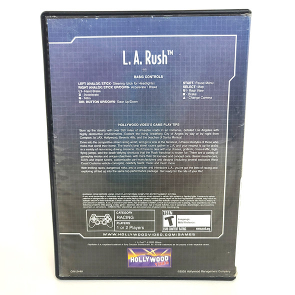 L.A. Rush - Hollywood Video Rental Case (PlayStation 2, 2005) - Tested