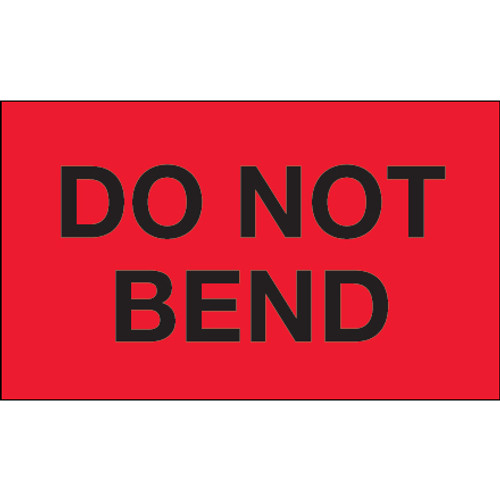 3 x 5" - "Do Not Bend" (Fluorescent Red) Labels (Roll of 500)