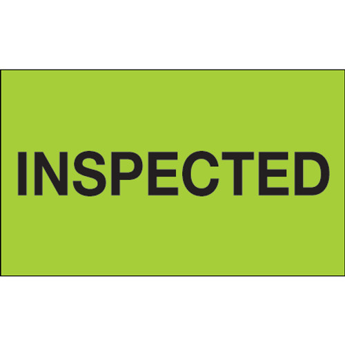 3 x 5" - "Inspected" (Fluorescent Green) Labels (Roll of 500)