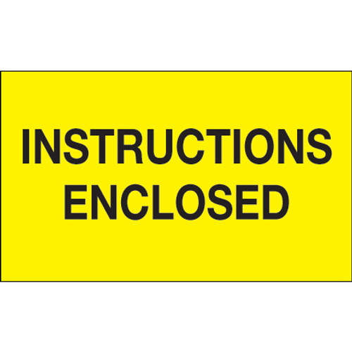 3 x 5" - "Instructions Enclosed" (Fluorescent Yellow) Labels (Roll of 500)
