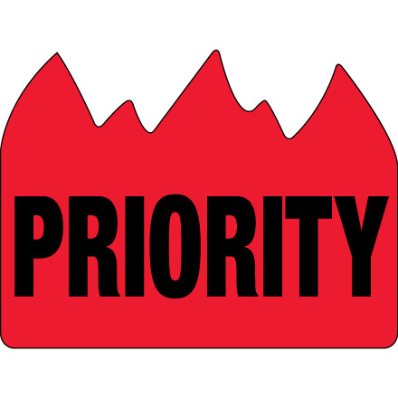 1 1/2 x 2" - "Priority" (Bill of Lading) Flame Labels (Roll of 500)