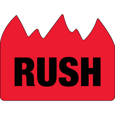 1 1/2 x 2" - "Rush" (Bill of Lading) Flame Labels (Roll of 500)