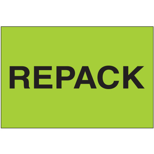 2 x 3" - "Repack" (Fluorescent Green) Labels (Roll of 500)