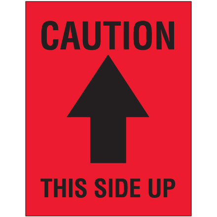 3 x 4" - "Caution - This Side Up" Arrow Labels (Roll of 500)