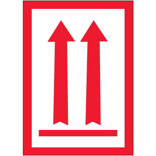 3 x 5" - (Two Red Arrows Over Red Bar) Arrow Labels (Roll of 500)