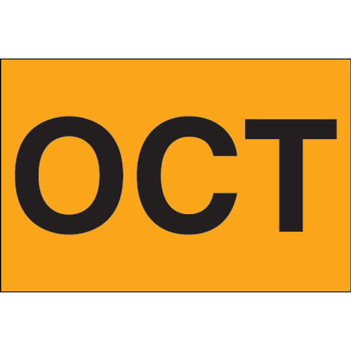 2 x 3" - "OCT" (Fluorescent Orange) Months of the Year Labels (Roll of 500)