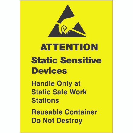 1 3/4 x 2 1/2" - "Static Sensitive Devices" Labels (Roll of 500)