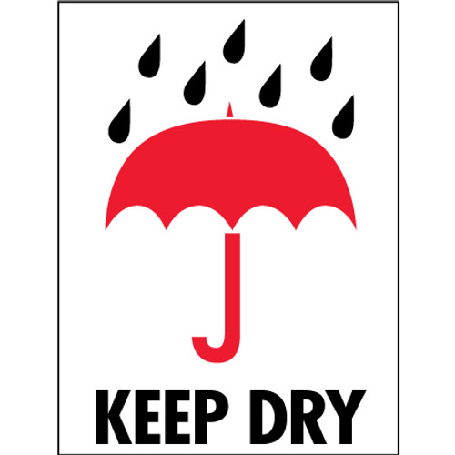 3 x 4" - "Keep Dry" Labels (Roll of 500)