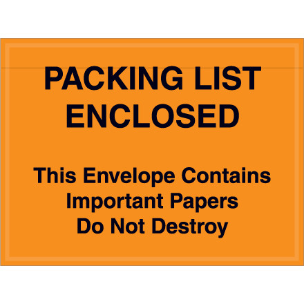 4 1/2 x 6" Orange "Important Papers Enclosed" Envelopes (Case of 1000)
