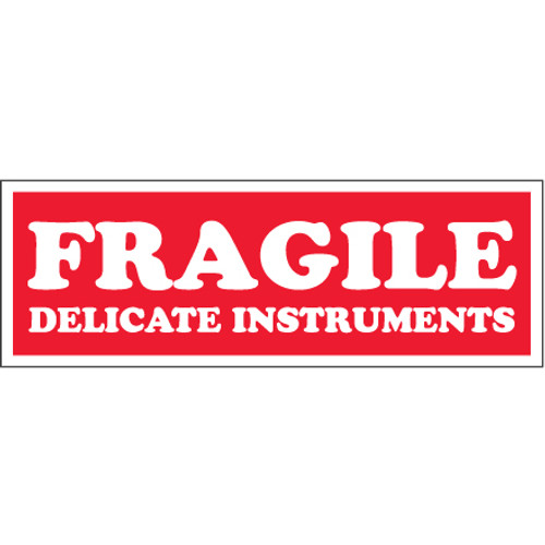 1 1/2 x 4" - "Fragile - Delicate Instruments" Labels (Roll of 500)