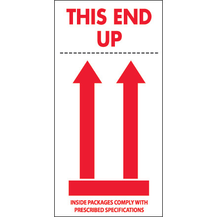 4 x 8" - "This End Up" Labels (Roll of 500)