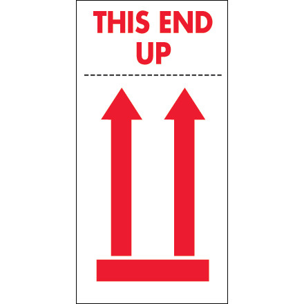 4 x 8" - "This End Up" Labels (Roll of 500)