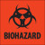 2 x 2" - "Biohazard" Fluorescent Red Labels (Roll of 500)