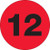 1" Circle - "12" (Fluorescent Red) Number Labels (Roll of 500)