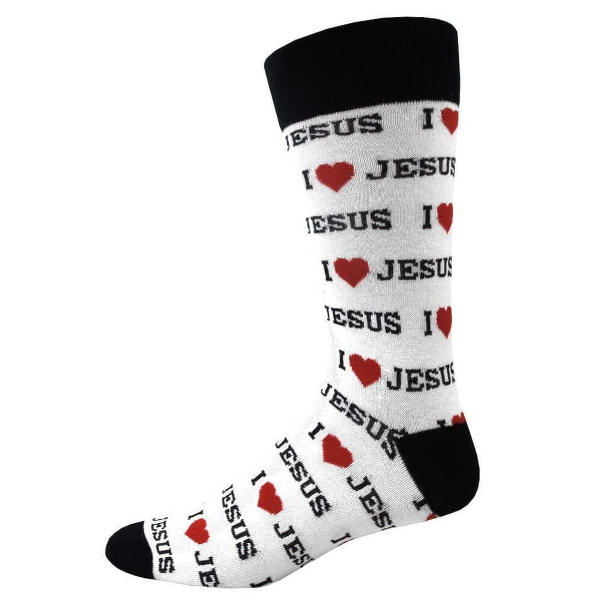 Men's "I Love Jesus" Crew Novelty Socks - White