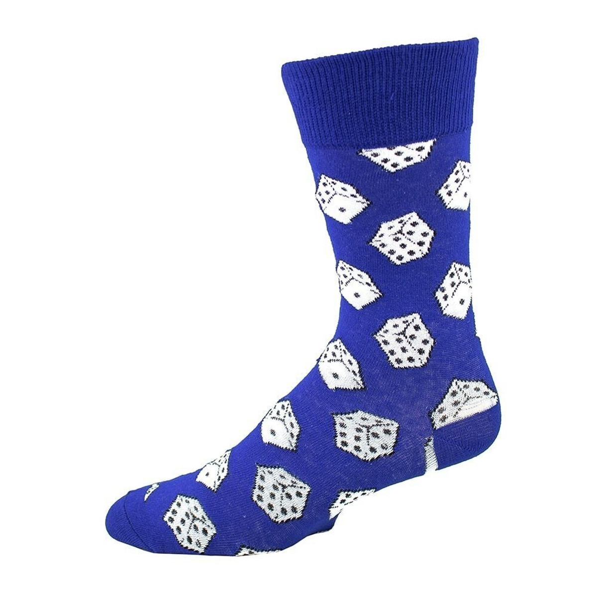 Men's Dice Pattern Crew Novelty Socks - Blue