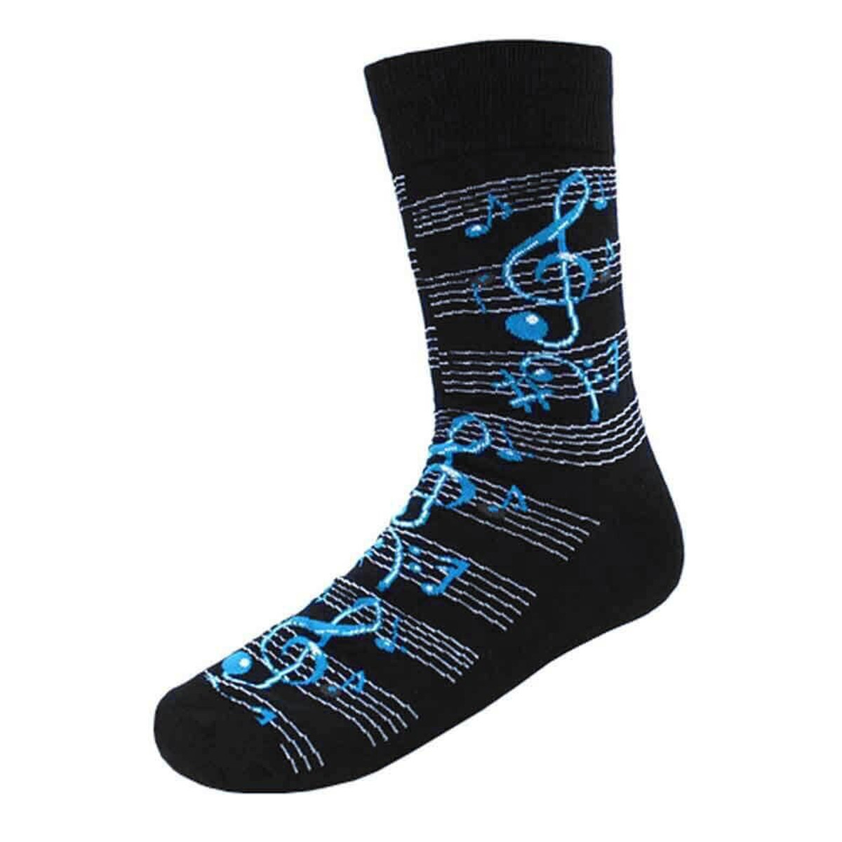 Men's Music Notes Crew Novelty Socks - Black