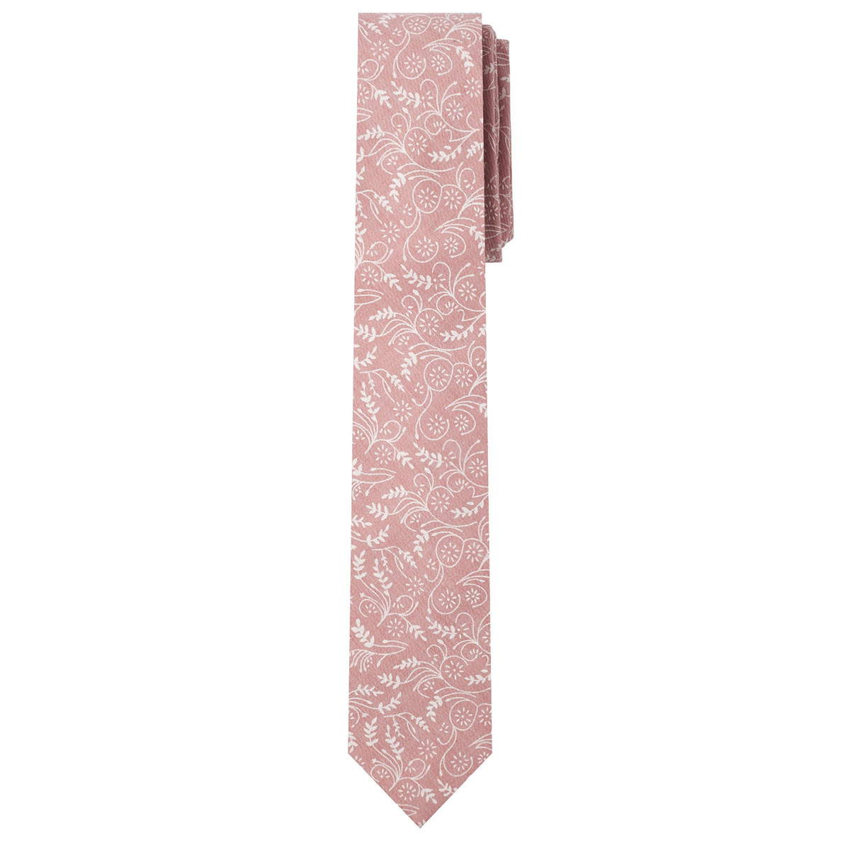 Dusty Rose Floral Cotton Slim Tie
