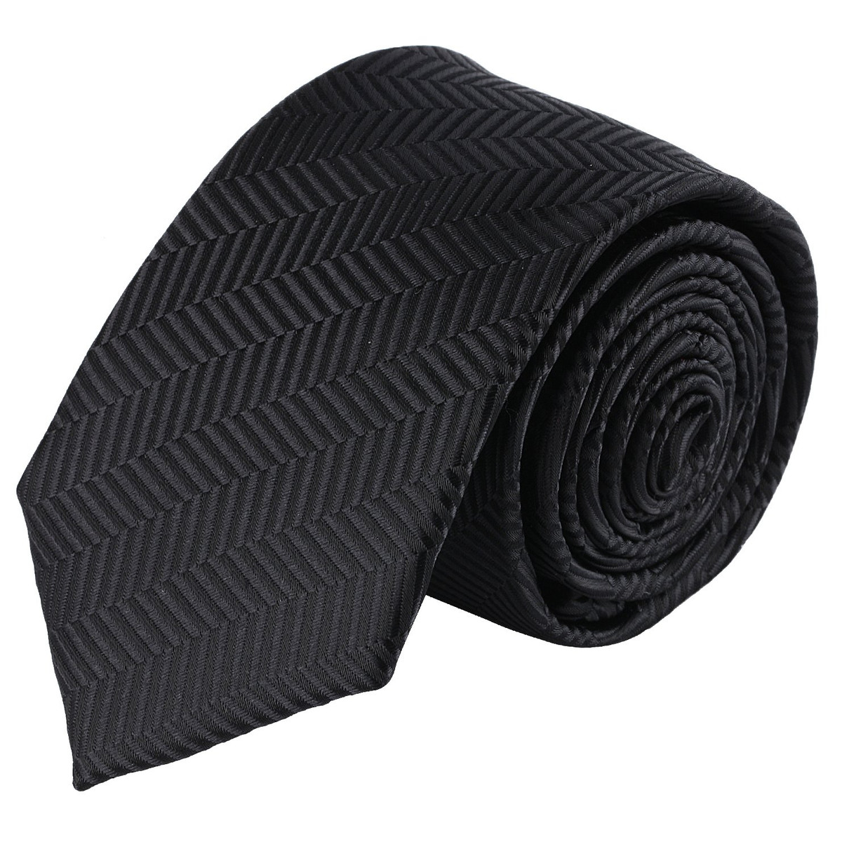 Boys Tone on Tone Herringbone Neck Tie - Black