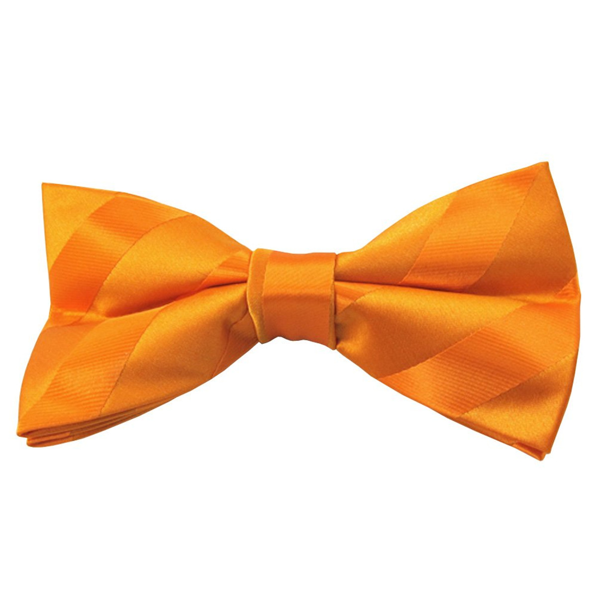 Men's Solid Color Tonal Stripe Pre-Tied Clip-On Bow Tie - Orange
