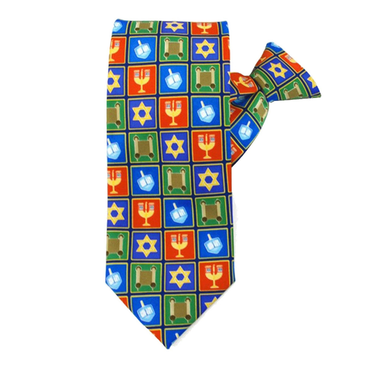 Kid's Hanukkah Star of David Dreidel 14 inch Clip-On Tie