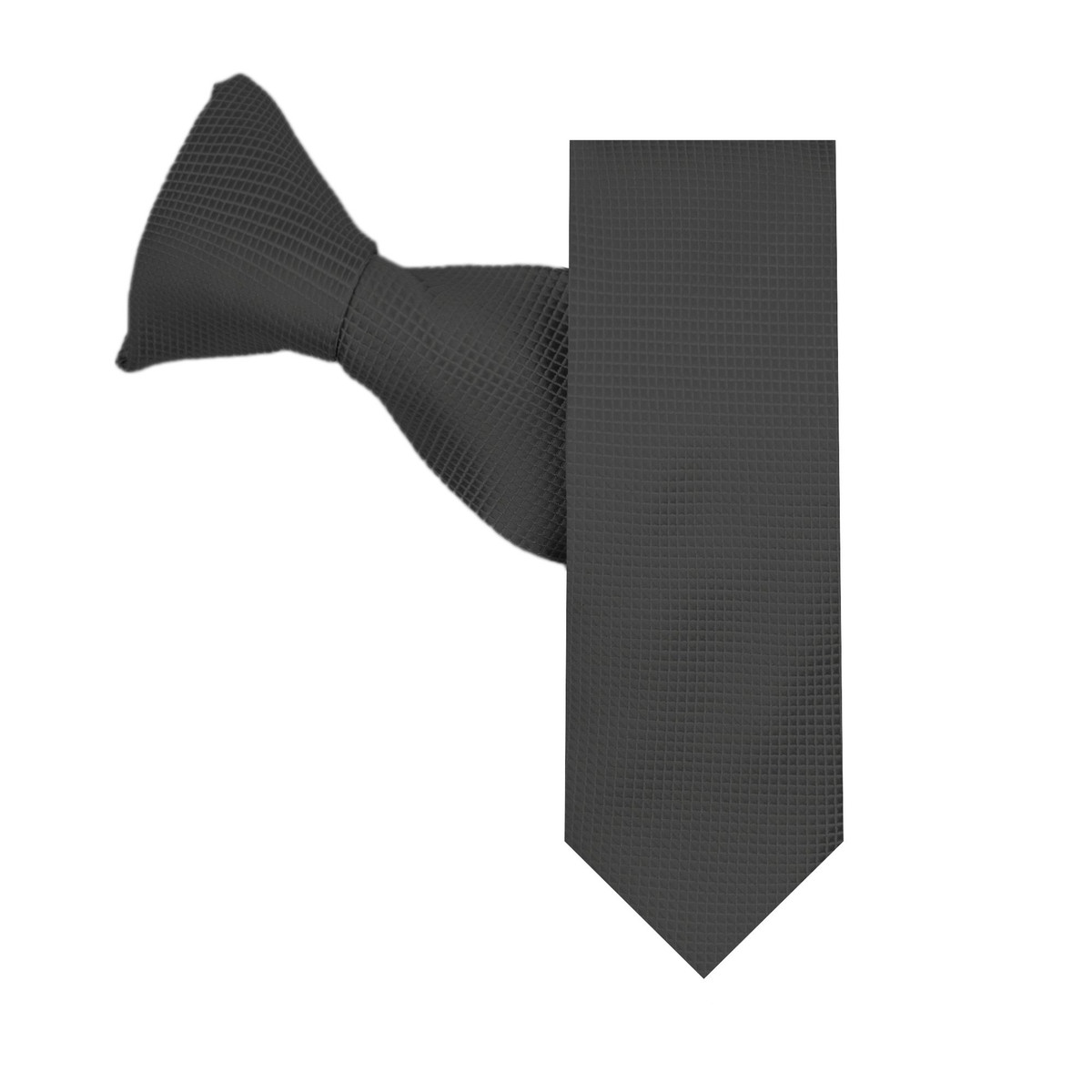 Boys' Woven Subtle Mini Squares Pre-Tied Clip-On Neck Tie - Charcoal Gray