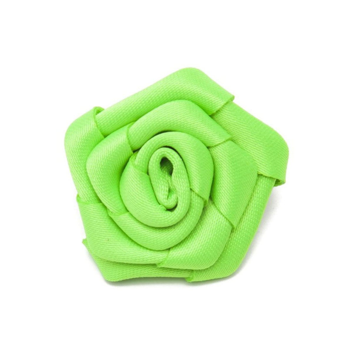 Satin Open Rose Lapel Flower Pin - Lime