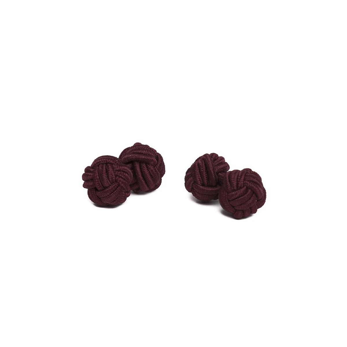 Pair of Solid Color Silk Knot Cufflinks - Burgundy Wine