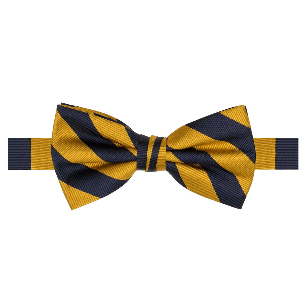 Banded Narrow Stripes Bow Tie - Gold Navy
