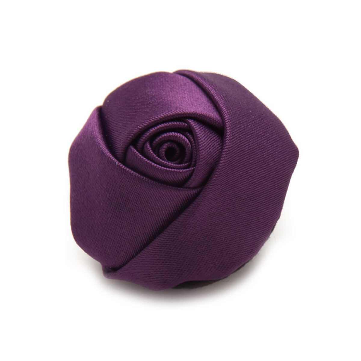 Satin Closed Rose Lapel Flower Pin - Eggplant