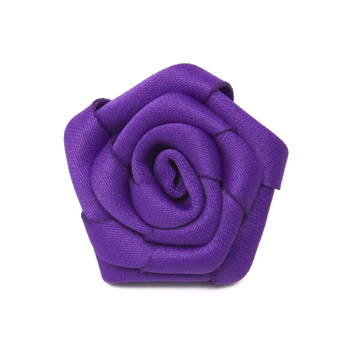 Satin Open Rose Lapel Flower Pin - Purple