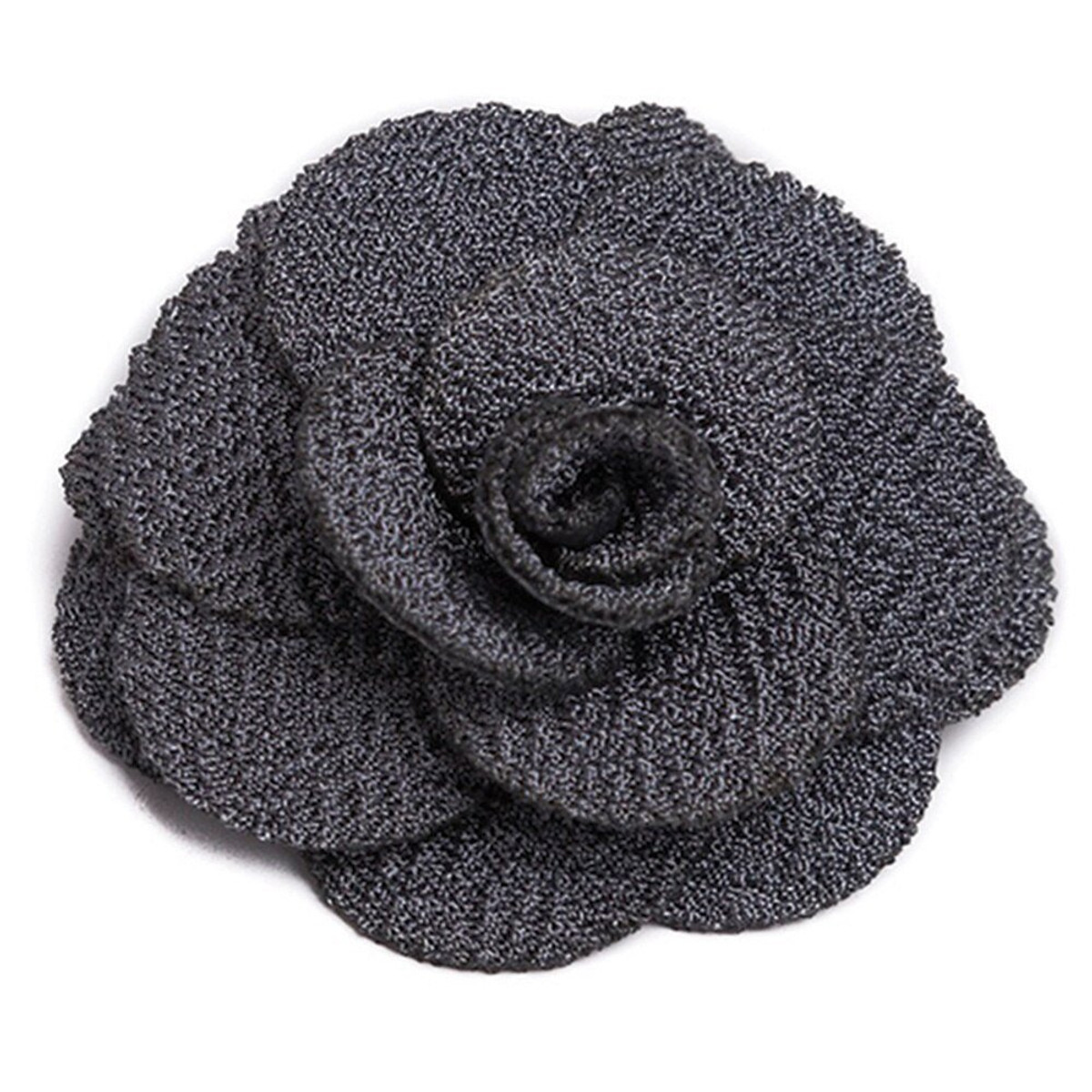 Double Knit Crepe Lapel Flower Boutonniere - Granite