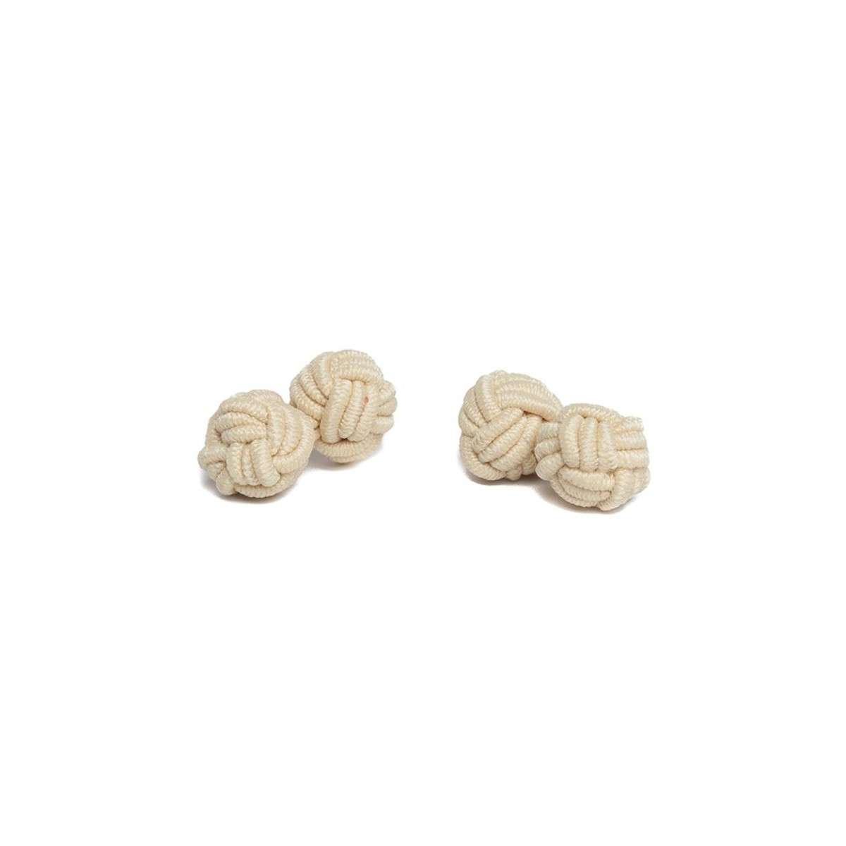 Pair of Solid Color Silk Knot Cufflinks - Champagne