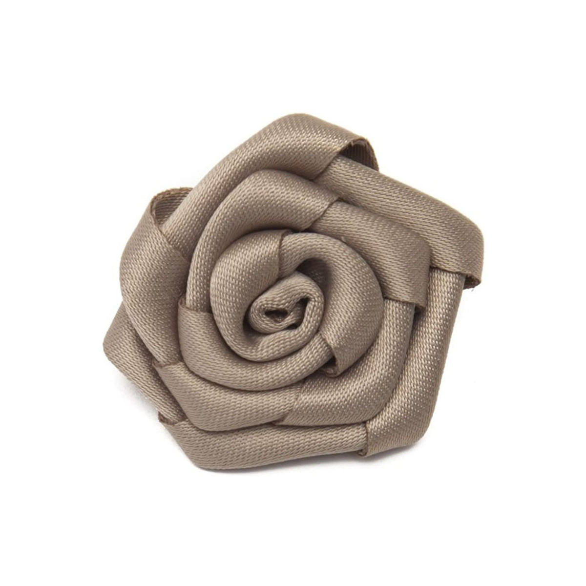 Satin Open Rose Lapel Flower Pin - Tan